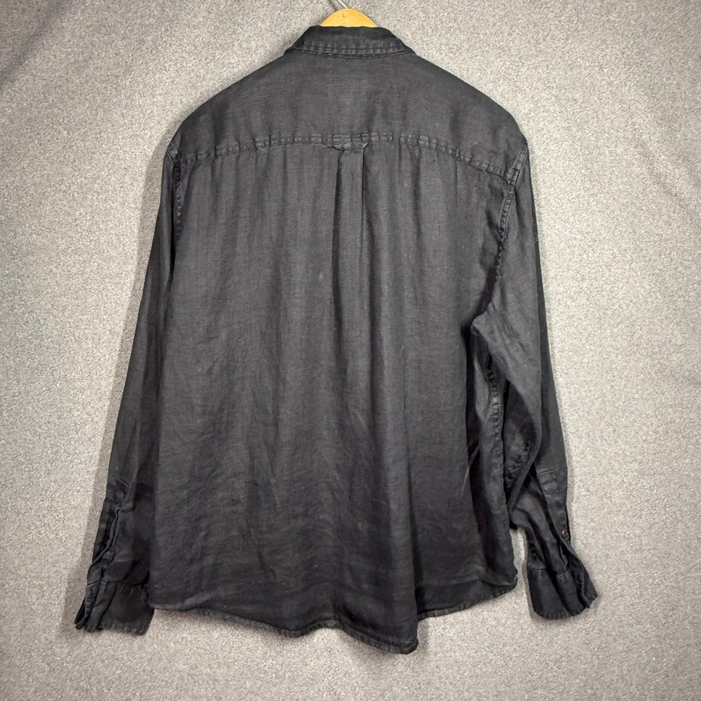 Y2K Inspired Lucky Brand 100% Linen Shirt Men's XL Charcoal Black Button Up - Picture 5 of 10